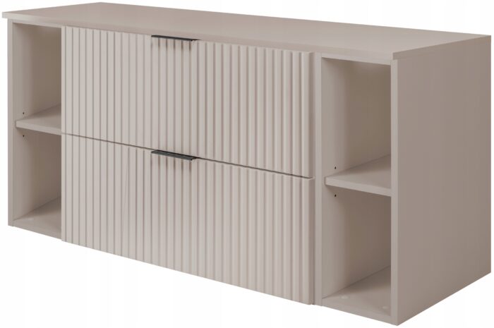 FLOW 120 cm kaszmir szafka pod umywalkę blat szuflady regały ryflowane fronty