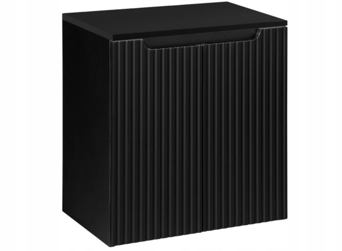 NOVA 50 cm czarna szafka łazienkowa z blatem drzwi ryflowane fronty