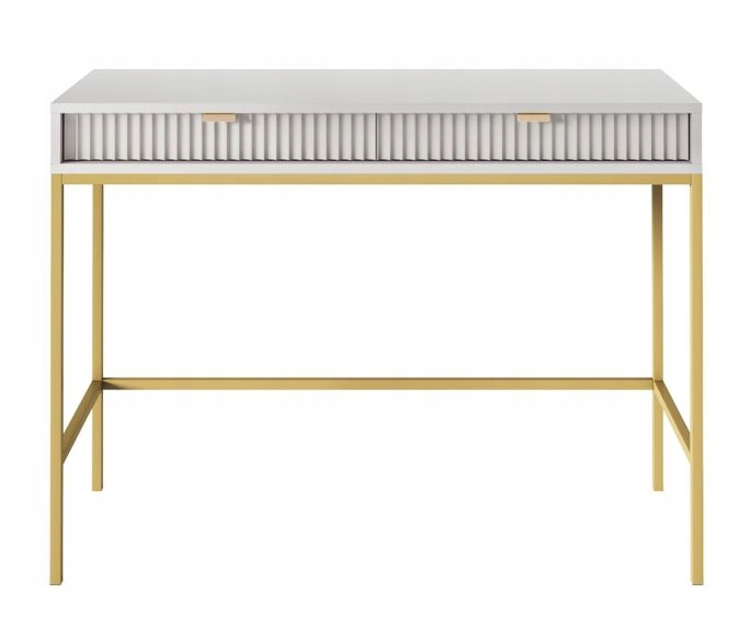 Toaletka BELLAZA L-104 cm szara z 2 szufladami i metalowym złotymi nogami