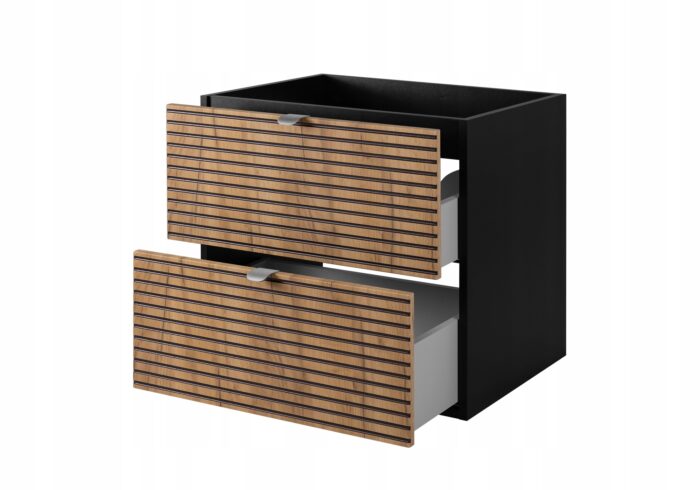 Szafka pod umywalkę  LOFT 60 cm czarny dąb blat loft pojemna szuflady frezowane fronty