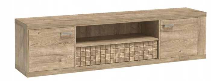 Szafka RTV NATURAL 195 cm dąb ribbeck stolik pod telewizor drzwi półka