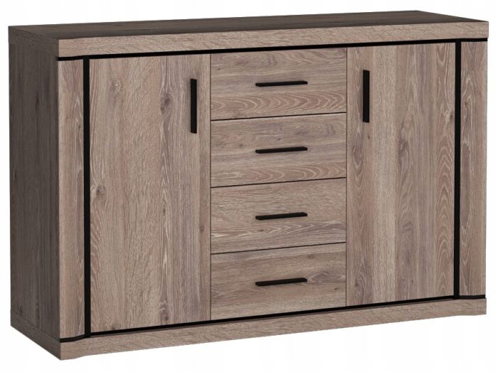 Komoda DALLAS 137 cm dąb truflowy szeroka pojemna szuflady drzwi