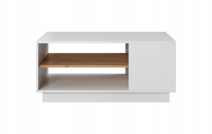 Ława 3D 110 cm biay mat / dąb craft złoty z półkami