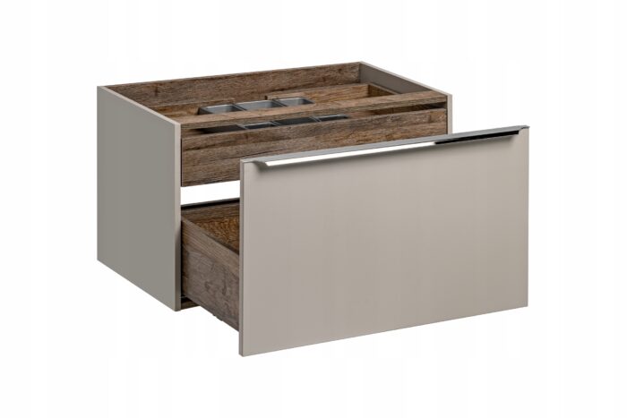 Szafka pod umywalkę SANTA FE 80 cm szary dąb wisząca blat szuflady organizer