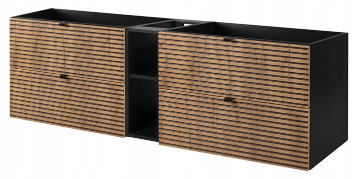 Szafka pod umywalkę AURA 180 cm czarny dąb wisząca loft szuflady regał frezowane fronty