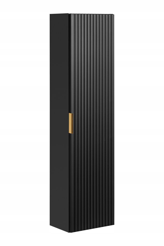 ADEL zestaw mebli łazienkowych czarny Szafka 120 cm + 2 Słupki 140 cm ryflowane fronty