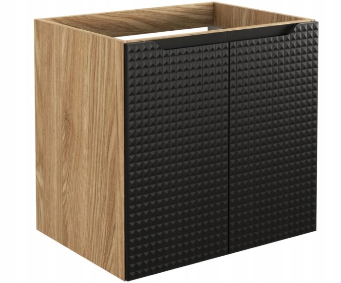 Szafka pod umywalkę LUXOR 60 cm dąb czarny front 3 D wisząca drzwi
