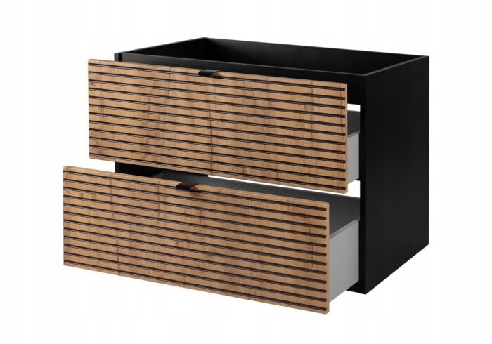 Szafka pod umywalkę LOFT 180 cm czarny dąb wisząca loft szuflady regał frezowane fronty