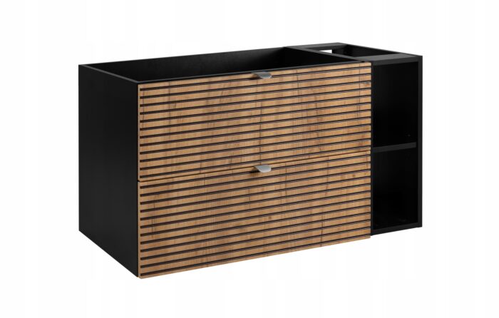 Szafka pod umywalkę LOFT 100 cm czarny dąb wisząca loft szuflady regał frezowane fronty