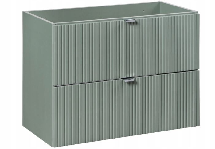 Szafka pod umywalkę LINE GREEN 80 cm zielona szałwia szuflady ryflowane fronty