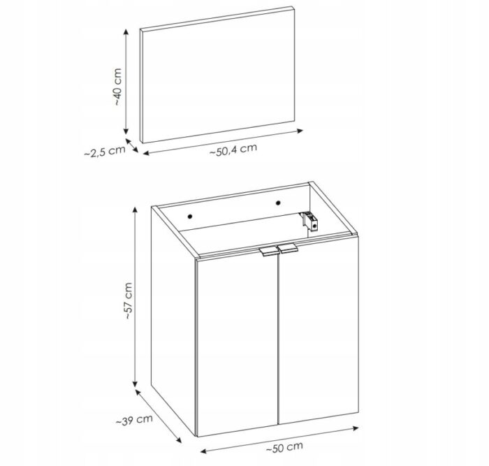 Szafka łazienkowa NOVA dąb 50 cm z drzwiami blat dąb