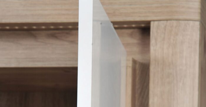 Komoda GLOSS 184 cm dąb biały połysk pojemna szuflady drzwi LED