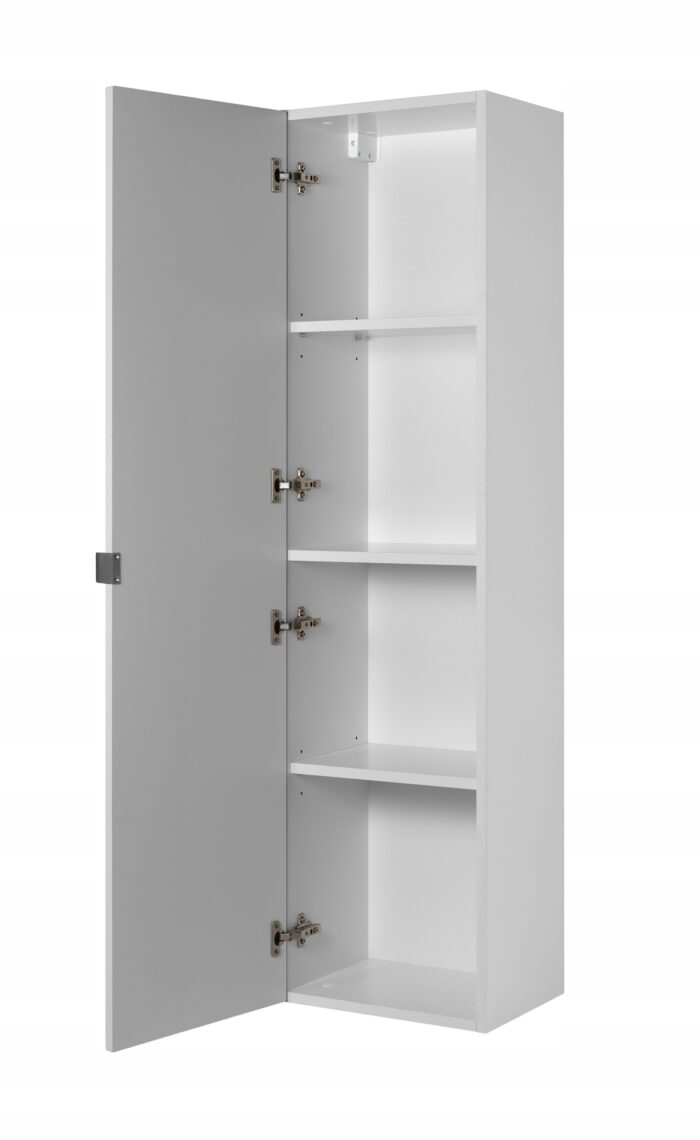 Słupek łazienkowy MADIS 35/136 cm biały szafka wysoka frezowany front drzwi półki S
