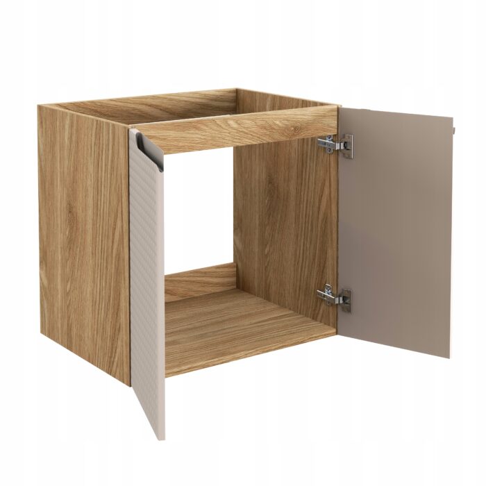 Szafka pod umywalkę LUXOR 60 cm dąb beżowy front 3 D wisząca drzwi