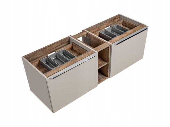 Szafka pod umywalkę SANTA FE 140 cm szary wiszący regał szuflady organizery
