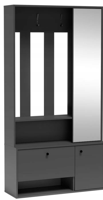 Przedpokój VERVE 100 cm grafit lustro wieszak szafka na buty półki garderoba