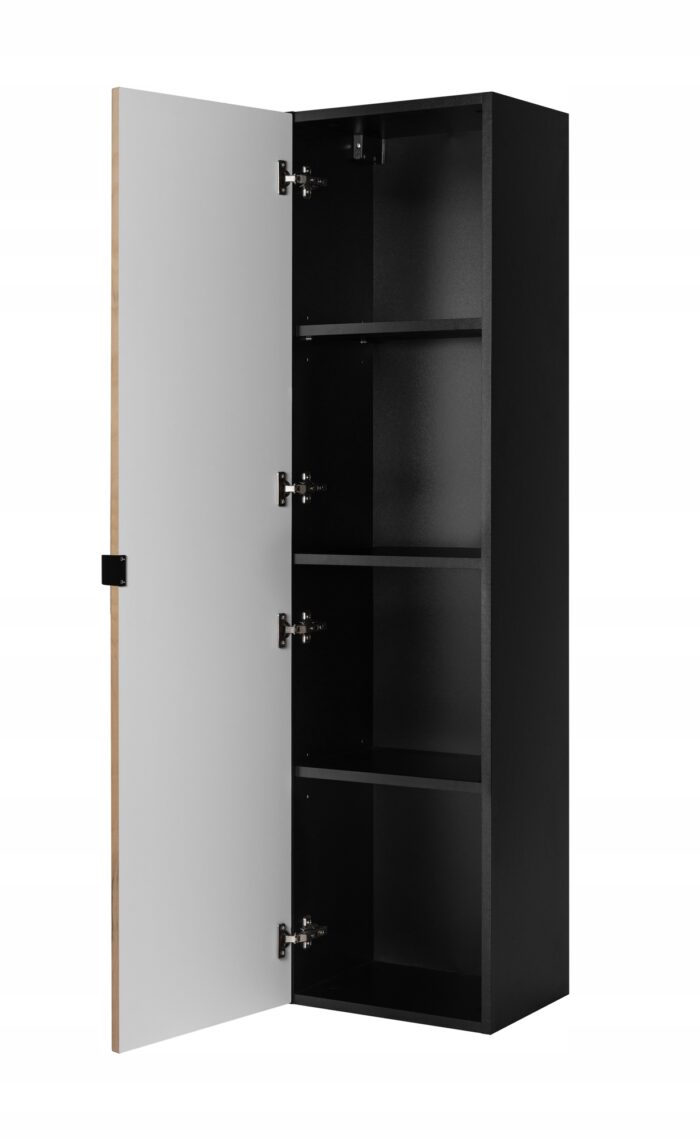 Słupek łazienkowy AURA 35/136 cm czarny dąb szafka loft drzwi półki frezowane fronty