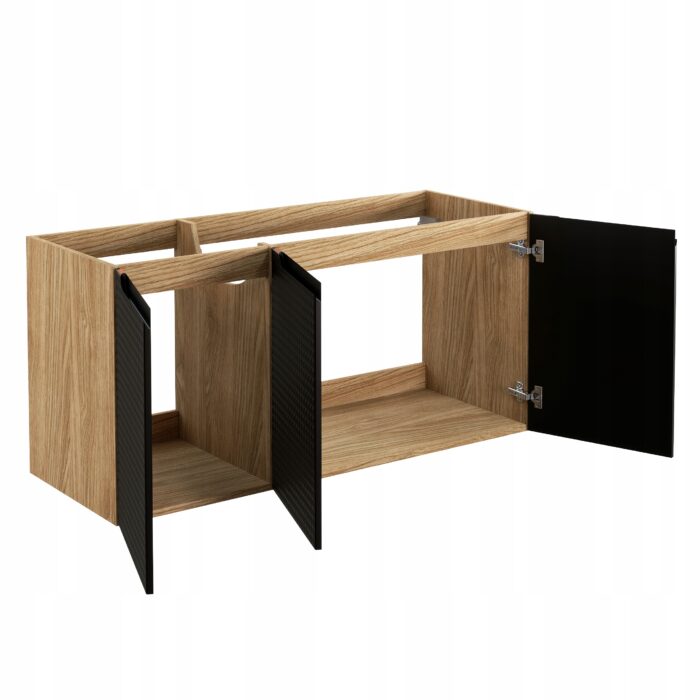 Szafka pod umywalkę LUXOR 120 cm dąb czarny front 3 D wisząca pojemna drzwi