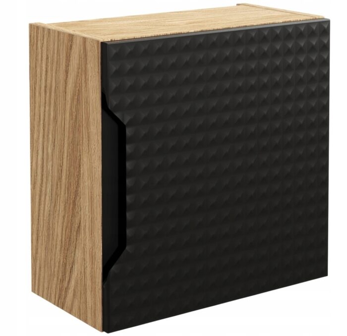 Szafka łazienkowa LUXOR 35 cm dąb czarny wisząca kwadrat półka drzwi front 3 D