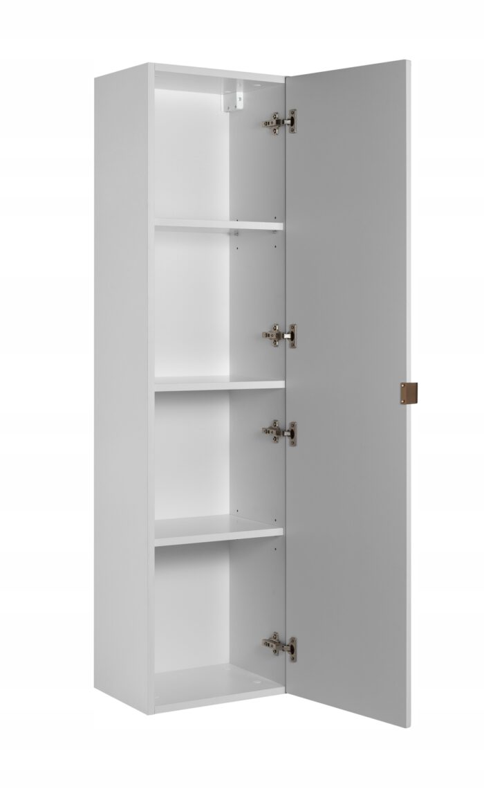 Słupek łazienkowy MADIS 35/136 cm biały szafka wysoka frezowany front drzwi półki G