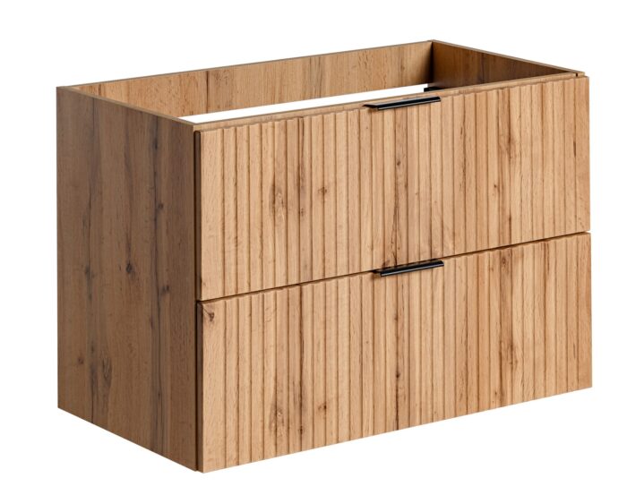 ADEL 80 cm dąb wotan szafka łazienkowa ryflowane fronty 2 szuflady uniwersalna