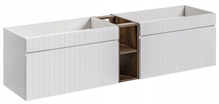 Szafka pod umywalkę ICONIC 180 cm biała wisząca szuflady regał frezowane fronty