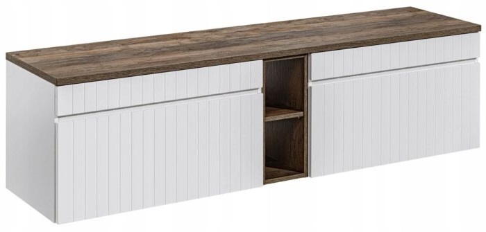 Szafka pod umywalkę ICONIC 180 cm biała wisząca blat regał szuflady frezowane fronty