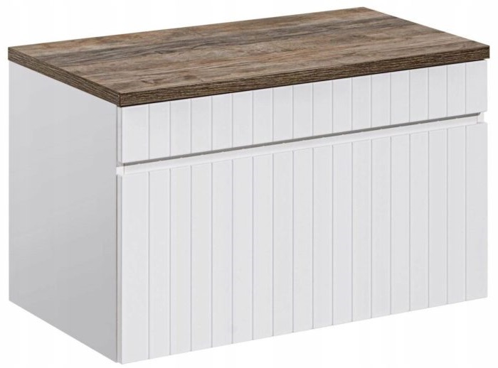 Szafka pod umywalkę ICONIC 80 cm biała wisząca blat szuflada frezowany front