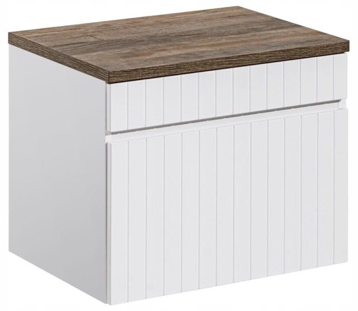 Szafka pod umywalkę ICONIC 60 cm biała wisząca blat szuflada frezowany front