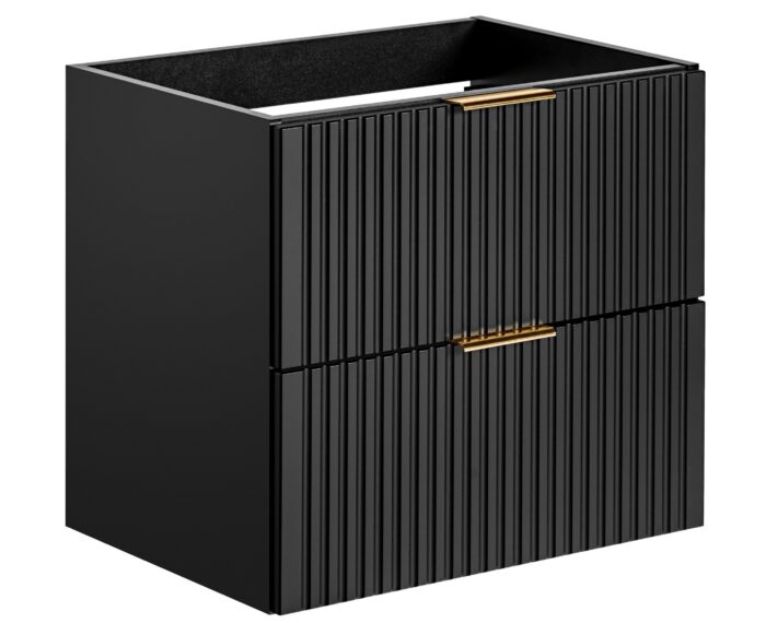 ADEL 60 cm czarna szafka pod umywalkę ryflowane fronty 2 szuflady uniwersalna