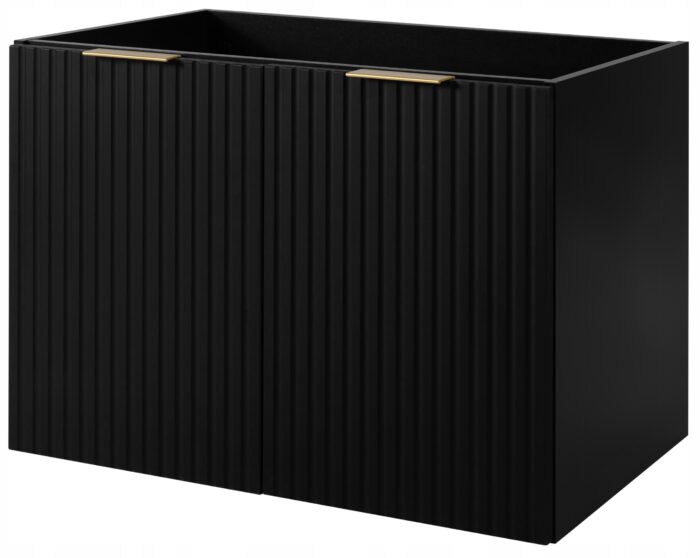 FLOW 80 cm czarny szafka łazienkowa drzwi ryflowane fronty