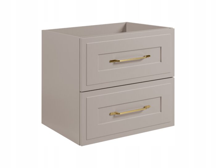 Szafka łazienkowa CLASSIC 60 cm kaszmir dwie szuflady złote uchwyty