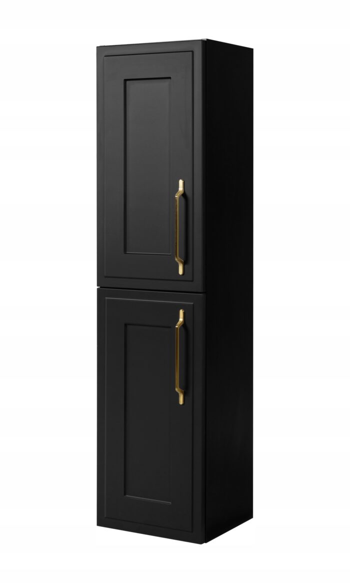 Słupek łazienkowy CLASSIC 136 cm czarny dwoje drzwi złote uchwyty