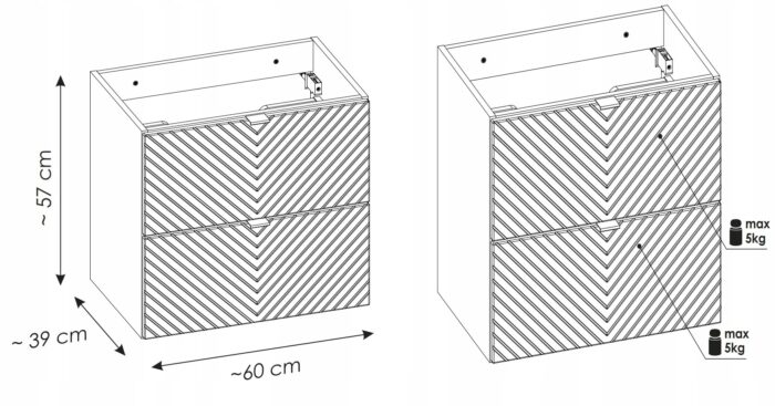 Szafka łazienkowa VIVA kaszmir 60 cm wzór jodełki