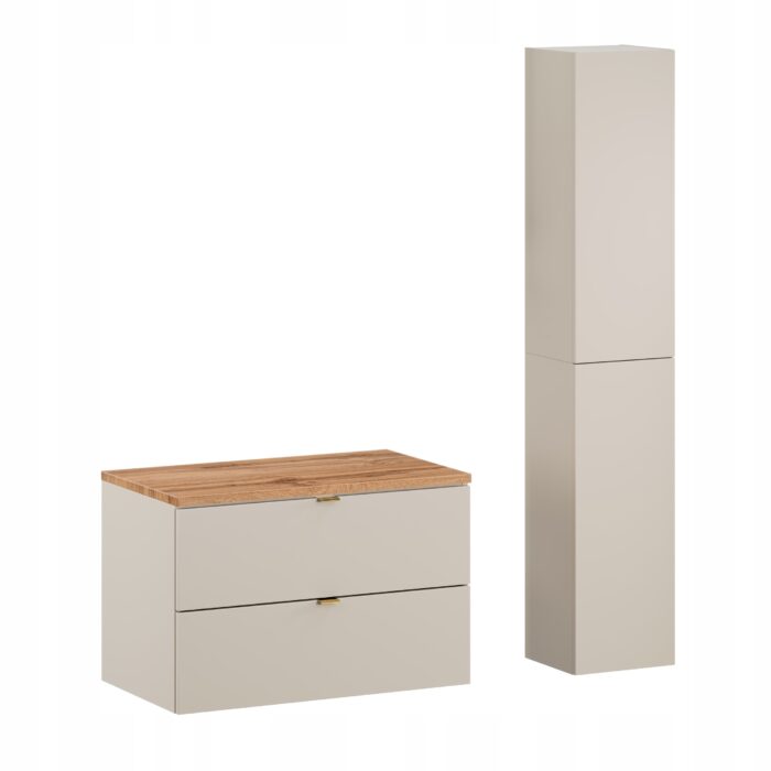 Komplet mebli łazienkowych DALIA kaszmir Szafka 80 cm z blatem + Słupek