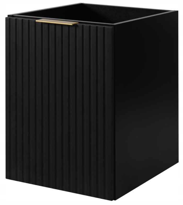 FLOW 40 cm czarna szafka łazienkowa drzwi front ryflowany