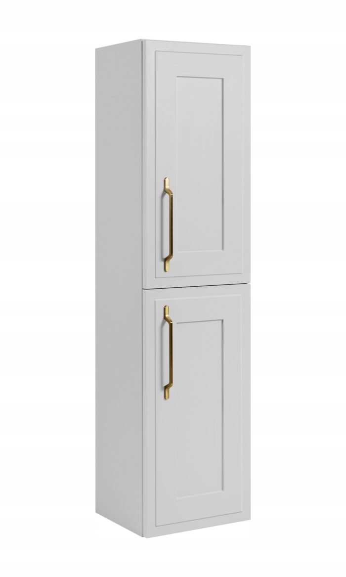 Słupek łazienkowy CLASSIC 136 cm biały dwoje drzwi złote uchwyty