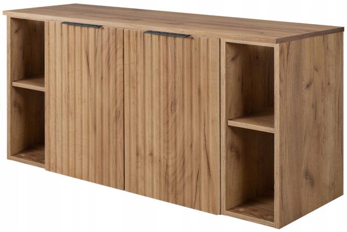 FLOW 120 cm dąb Szafka Łazienkowa blat regały ryflowane fronty