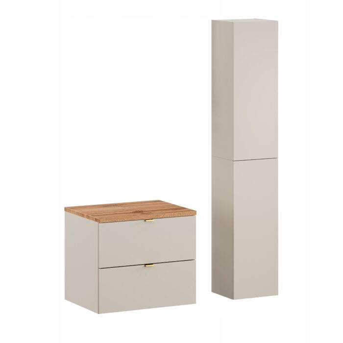 Komplet mebli łazienkowych DALIA kaszmir Szafka 60 cm z blatem + Słupek