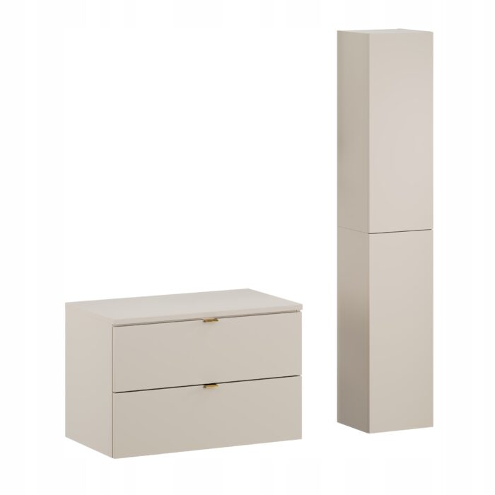 Komplet mebli łazienkowych DALIA kaszmir szafka 80 cm z blatem + słupek