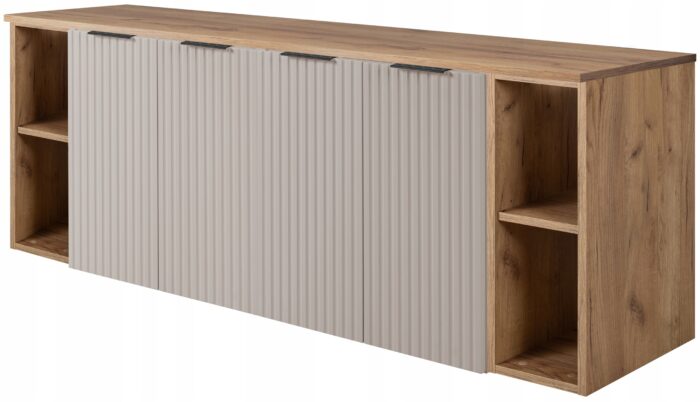 FLOW 160 cm kaszmir szafka łazienkowa blat regał dąb craft ryflowane fronty