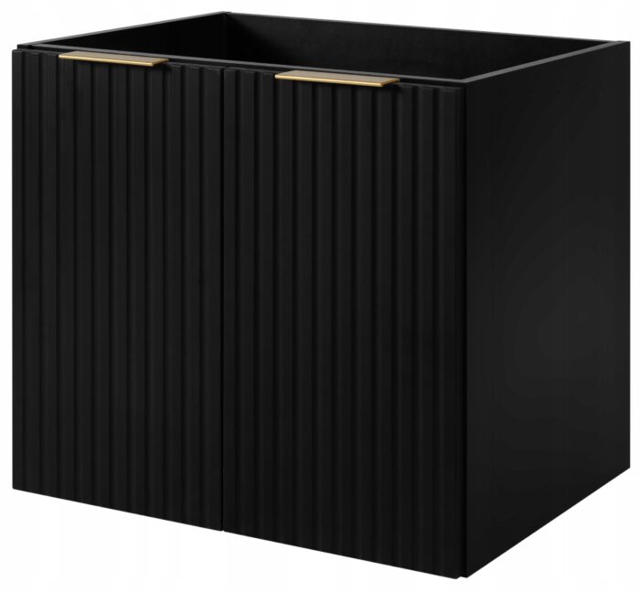 FLOW 60 cm czarna szafka Łazienkowa drzwi front ryflowany