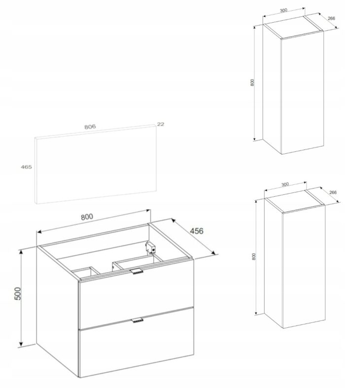 Komplet mebli łazienkowych DALIA kaszmir szafka 80 cm z blatem + słupek