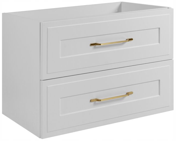 Szafka łazienkowa CLASSIC 80 cm biała dwie szuflady złote uchwyty