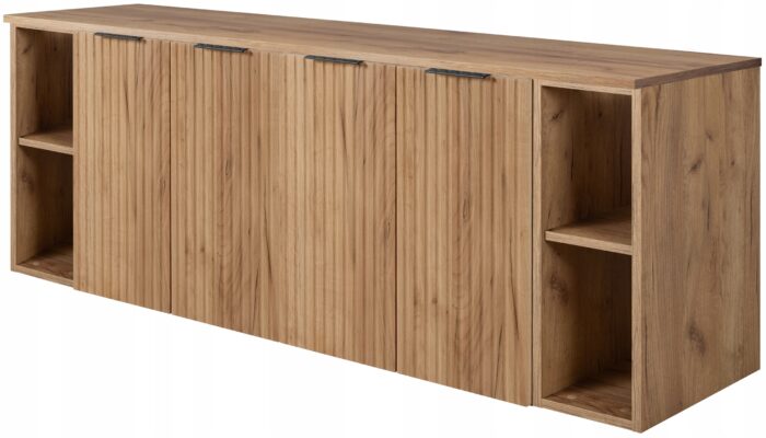 FLOW 160 cm dąb craft szafka łazienkowa blat regały ryflowane fronty