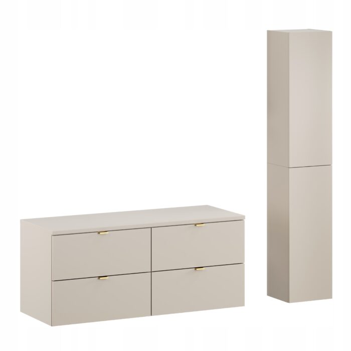 Komplet mebli łazienkowych DALIA kaszmir Szafka 120 cm z blatem + Słupek