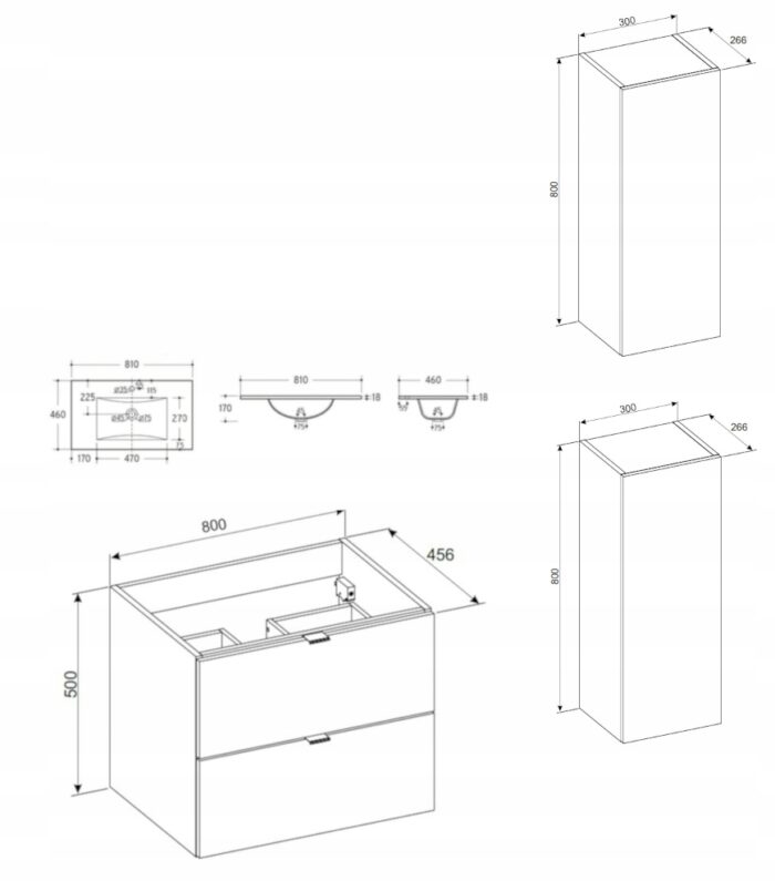 Komplet mebli łazienkowych Dalia kaszmir szafka z umywalką 80 cm +słupek