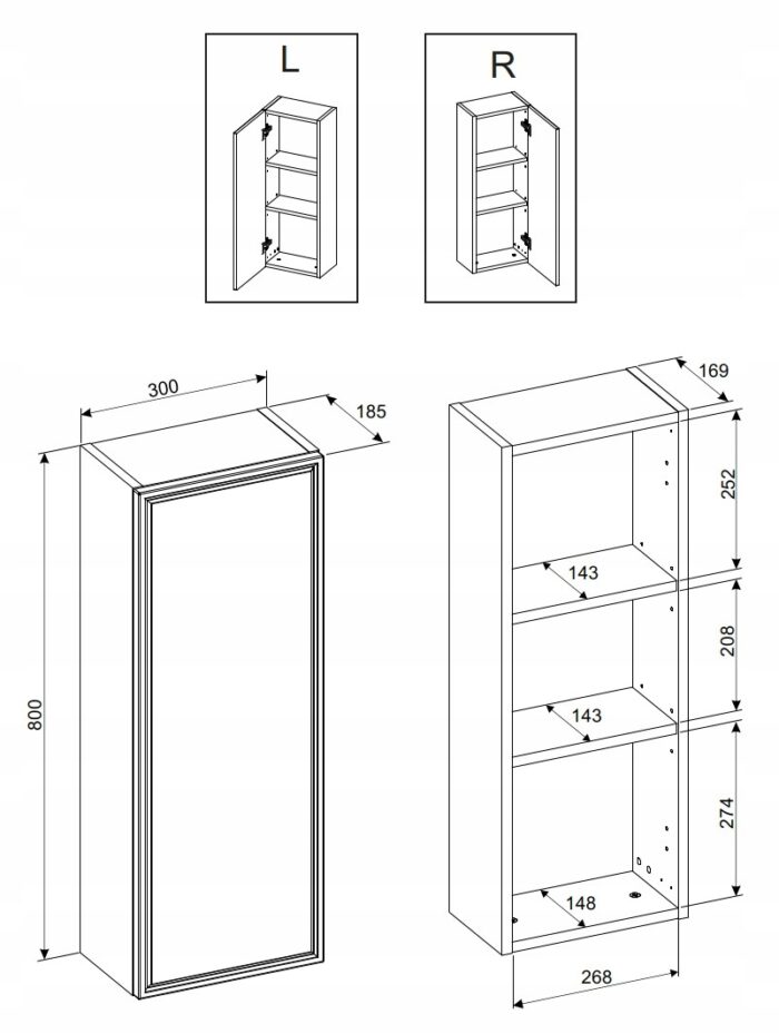 Szafka Wisząca TALIA 80 cm czarna | dąb Casella