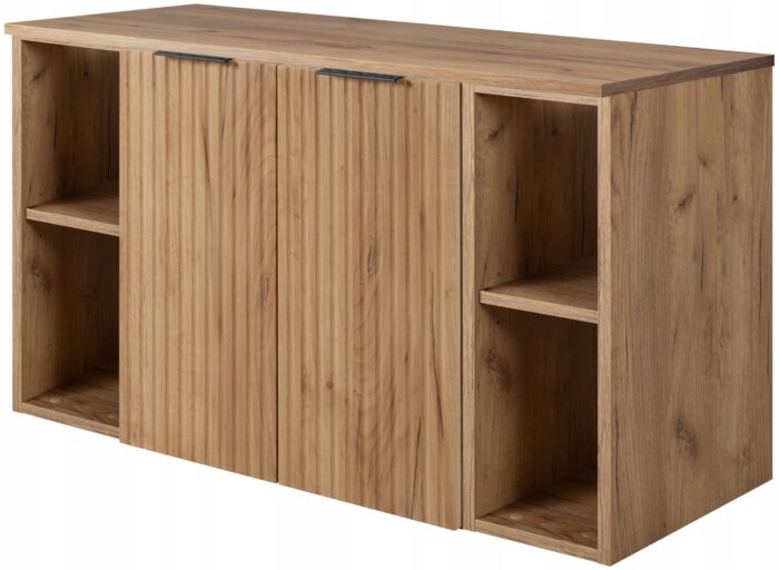 FLOW 100 cm dąb craft Szafka Łazienkowa blat regały drzwi front ryflowany