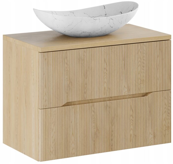 NORDIC 80 cm dąb cremona szafka łazienkowa z blatem i umywalka LENA